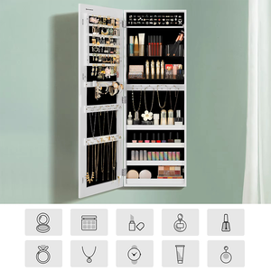 Wall Mounted Full <strong>Mirror</strong> <strong>Jewellery</strong> Armoire White Lockable Jewelry <strong>Cabinet</strong> with Full Length <strong>Mirror</strong> - Product Image 3