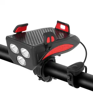4 In 1 New Arrivals Bicycle Front Light USB Rechargeable LED Bicycle Headlight Bike Phone Holder With Front Lamp