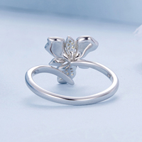 925 argent Sterling bleu Iris bague réglable exquis émail fleur bague d'ouverture pour les femmes fête bijoux fins BSR509-E