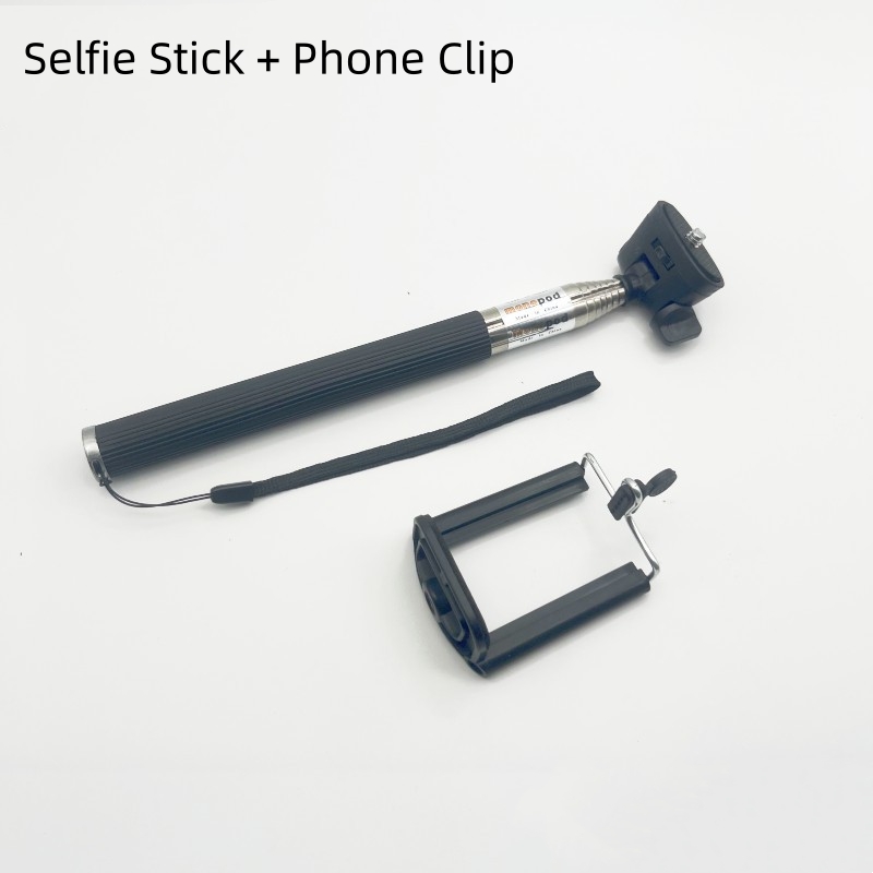 Perche à selfie + clip téléphone (noir)