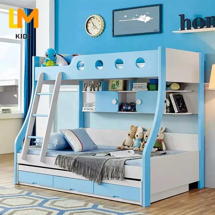 LM çocuklar montessori mobilya çift ranzalar depolama ile tek kişilik yatak çalışma masası çocuk ranza çocuklar için