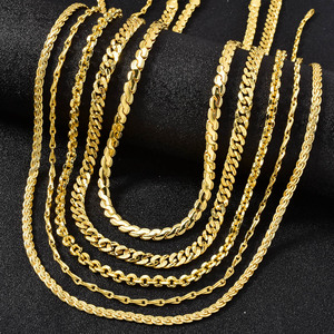 Collar de Cadena de Cobre Estilo <span class=keywords><strong>Italiano</strong></span> Bañado en <span class=keywords><strong>Oro</strong></span> de <span class=keywords><strong>14k</strong></span> 750 con Eslabones Infinitos al Por Mayor para Mujer - Product Image 1
