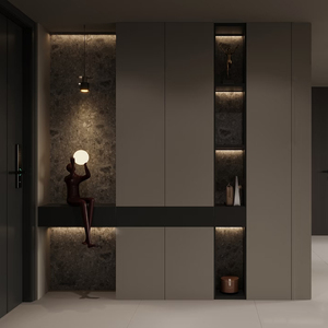 木质现代家居鞋架储物柜，带抽屉和门，适用于玄关 - Product Image 4