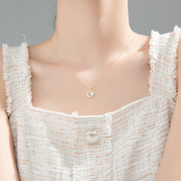 Mode bijoux fins en argent sterling 925 cercle rond croissant de lune forme diamant pendentif plaqué or colliers femmes