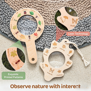 Jouet loupe en bois Montessori pour enfants, exploration de la <span class=keywords><strong>nature</strong></span> en plein air, jouet éducatif - Product Image 2