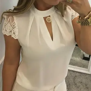 Kadınlar Hollow Out seksi beyaz üstleri Femme rahat ofis gömlek artı boyutu Streetwear bluzlar