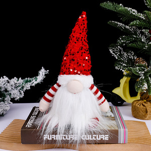 Muñeco de Gnomo sin Rostro con Gorro de Lentejuelas y Mangas a Rayas para Decoración Navideña de Mesa - Product Image 2