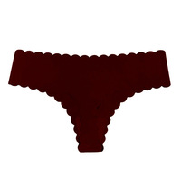 Culotte string sport/yoga taille basse pour femme en soie glacée sans couture, ondulée, en Spandex/Nylon, grande taille, sexy, fine et unie