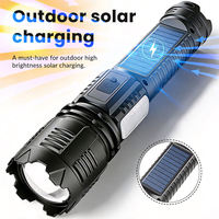 Lampe de poche solaire télescopique à zoom longue portée, puissante, en ABS, pour le camping