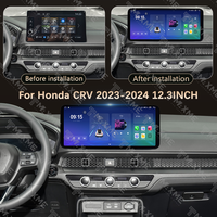 Lecteur multimédia automobile Android 12,3 pouces comparable à la Honda CRV 2023-2024, autoradio stéréo portable, tableau de bord personnalisable