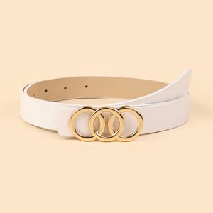 Damenmode Kuh druck Kunstleder gürtel Brauner Druck Dünner Gürtel Gold Metalls chnalle Weiß Braun Kuh druck Gürtel Breite 2,3 cm - Product Image 4