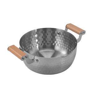 Olla de Sopa de Acero Inoxidable Estilo Coreano SUS304 con Textura Martillada, Doble Asa, Compatible con Inducción, con Tapa - Product Image 5