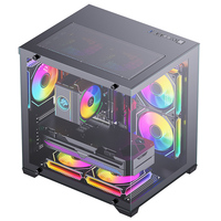 High-Airflow Mesh Design Snowman ATX Mid Tower Computer Case PC Chassis Tempered Glass Side Panel for Gaming Computer Front USB