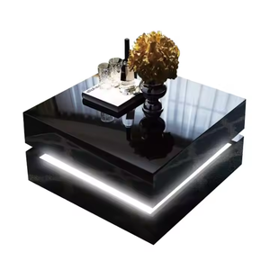 Moderno alto lucido UV bianco <span class=keywords><strong>tavolino</strong></span> da <span class=keywords><strong>salotto</strong></span> luci LED estensibile <span class=keywords><strong>e</strong></span> convertibile pannello MDF mobili per la casa - Product Image 4