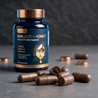 Extrait de Shilajit Energy Gold en capsules en vrac avec miel, complément pour hommes, soutien et stimulation du complexe fulvique, 60 capsules 30g, approvisionnement OEM ODM