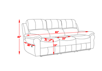 Canapé inclinable manuel 3 places en tissu respirant, personnalisable, pour salon de luxe, avec table escamotable, chargeur USB sans fil, design minimaliste en métal