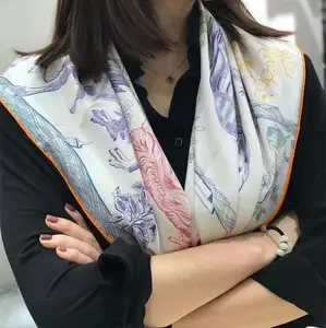 New trendy pure silk twill printed scarf