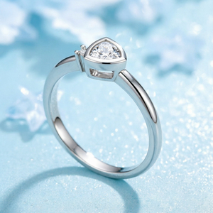 Fashion Fine Jewelry Custom 925 Sterling Silver Prong Setting Women's Romantic <b>Dainty</b> Fat Triangle Shaped Zircon Promise Style - Product Image 3