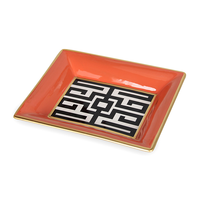 AST009 Cendrier à cigares en porcelaine de 7,8 pouces, plateau carré décoratif en céramique, plateau à bonbons orange de luxe pour la décoration de la maison