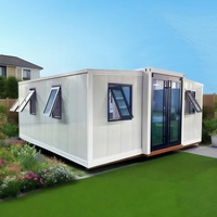 Maison conteneur à structure en acier robuste, mobile d'extérieur, pliable à double aile, extensible, étanche avec système hydraulique