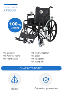 Kaiyang-silla de <span class=keywords><strong>ruedas</strong></span> Manual de acero, reposabrazos desmontable, estilo europeo y americano - Product Image 6