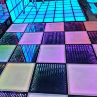 Piste de danse lumineuse LED pour scène, effet miroir infini 3D pour événements et mariages, carrelage magnétique LED pour sol