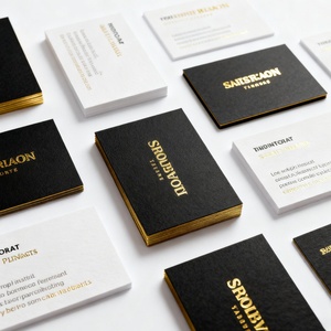 Factory Personalized Double-sided Embossed Black Gold Custom Coated <b>Paper</b>/Cardboard Business Cards with Engraving Logo - Product Image 1