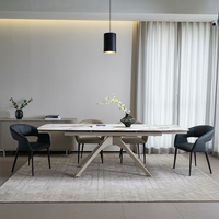 Prix de gros Table à manger extensible en verre trempé feuilleté de 8mm en céramique de style nordique