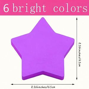 6pcs Self-Adhesive Colorful Star Heart Shaped <b>Sticky</b> <b>Notes</b> Must-Have Office & Study Supplies for Back to School - Product Image 3