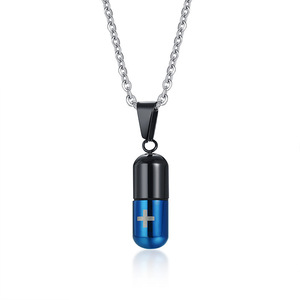 Kalung Liontin Kapsul Salib Laser dari Baja Anti Karat Berlapis Emas, Tempat Parfum, Botol Pil, Wadah Abu untuk Pria dan Wanita - Product Image 5