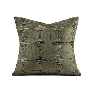 Echo Retro Light Luxury Villa <strong>Olive</strong> <strong>Green</strong> Geometric Circle Imported Cut Velvet Model Room Sofa Throw Pillow Bed Head <strong>Cushion</strong> - Product Image 5