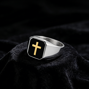 Fashionable Finger Jewelry Cross with <b>Black</b> Oil for Party Gifts Fine Cross-border <b>Titanium</b> <b>Ring</b> - Product Image 1