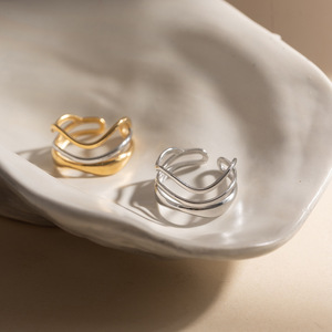 Wave <b>Ring</b> Geometric Stainless Steel Two Tone Gold Silver Women's Fashion Jewelry Gift - Product Image 3