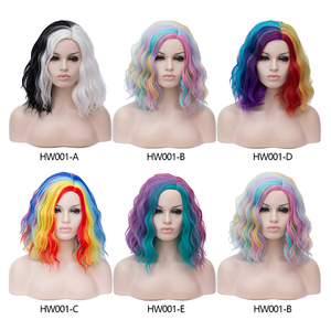 Hot Sale Bob Short Wavy Curly <strong>Wig</strong> Women Colorful <strong>Rainbow</strong> <strong>Wig</strong> for Halloween Cosplay Daily Party - Product Image 6