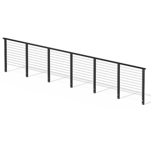 Komple Set Siyah Zemin Montaj Kiti Modern Paslanmaz Çelik Kablo Korkuluk Balkon Korkuluğu - Product Image 2