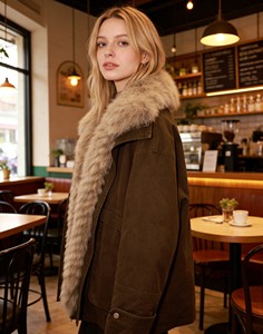 Parka Invernale da Donna con Collo in <span class=keywords><strong>Pelliccia</strong></span> di Volpe a Righe, Giacca Imbottita in Cotone Oversize con Finiture in <span class=keywords><strong>Pelliccia</strong></span> di Lusso per Signore - Product Image 4