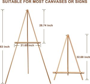 <span class=keywords><strong>Chevalet</strong></span> de sol d'artiste trépied en bois de 65 "de haut-Hauteur de plateau réglable, support d'affichage en bois pour peintures, dessins, - Product Image 2