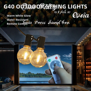 G40 Globe Clear LED Bulbs String Indoor/<b>Outdoor</b> Rechargeable Battery Christmas Decor Waterproof 7m/14.5m <b>Hanging</b> Umbrella Patio - Product Image 2
