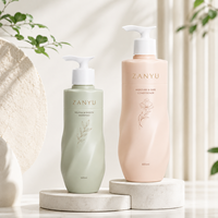 Bouteille de shampooing ovale en plastique PET 800 ml personnalisable, luxe, avec pompe à pression, base conique, sérigraphie/estampage or, emballage pour gel douche