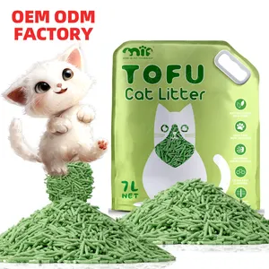 Manufacturer Oem Premium Easy Clean Plant Cat Sand Green Tea Scent 6L Eco Clean 2Mm Stripe Shape Strong Clumping Tofu Cat Litter