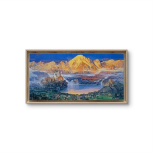 Reproduction sur toile de qualité muséale du chef-d'œuvre original signé par l'artiste Zhang Jishi - Thème Régale Royaume des Lumières - Décoration intérieure Art Déco blanche personnalisable - Product Image 6