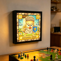 Boîte à lumière LED rectangulaire en aluminium pour intérieur, décoration de salle de jeux, enseigne lumineuse personnalisée en acrylique, style rétro arcade, à suspendre au mur