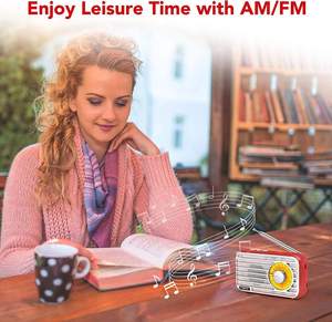 Radio portable rétro 3 bandes FM AM WB avec antenne métallique extensible, haut-parleur grand format, idéale pour les personnes âgées, radio de poche rechargeable - Product Image 2