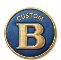 Patch circulaire brodé personnalisé à coudre avec motif lettre, en tissu polyester tissé, pour vêtements, sacs, chapeaux, chaussures