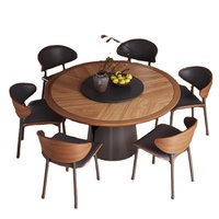 Table à manger ronde en bois massif de luxe moderne ensemble de chaises 4 6 8 places salon restaurant rotatif noir meubles designs