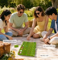 Nouvel ensemble de tuiles de mahjong vert jade en acrylique, translucides, motif dessin animé, cadeau pour la famille