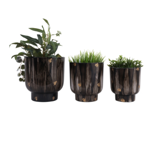 Set di 3 vasi da fiori ispirati al marmo per interni ed esterni, decorazione per la casa, vasi contemporanei per soggiorno, ingresso, patio. - Product Image 2