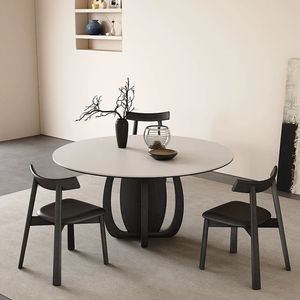 Ensemble <span class=keywords><strong>table</strong></span> et chaises de salle à manger vintage en <span class=keywords><strong>bois</strong></span> massif, convertible, avec plateau en pierre, mobilier de maison au design moderne et épuré - Product Image 1