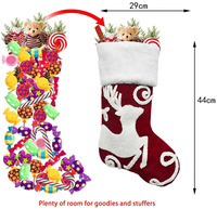 Sac à bonbons de Noël personnalisé en velours doux brodé avec un motif Père Noël et bonhomme de neige, 17 pouces, grand sac à bonbons pour les fêtes, pour ranger les bonbons