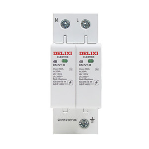 Delixi 2P SPD solaire 20KA, interrupteur de surtension secondaire DZ47Y 40KA, parafoudre 385V 4P 10KA max pour la protection contre la foudre - Product Image 1